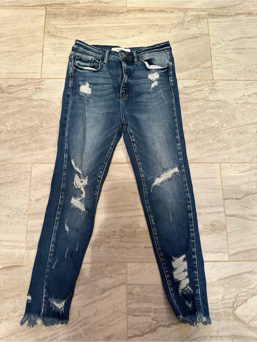 KanCan Women’s Skinny Distressed Dark Blue Jeans